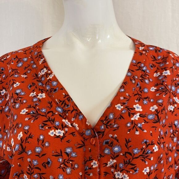 Boho Print Blouse Orange Size Large - Picture 2 of 6